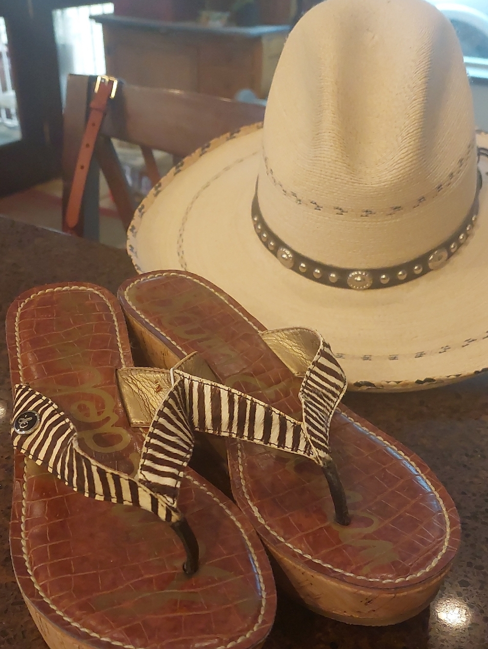 Sam Edelman Zebra Print Platform Sandals in Black and White